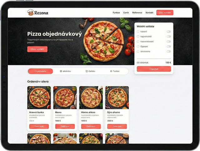 Online objednávkový systém Resona pro pizzerie v Prostějově